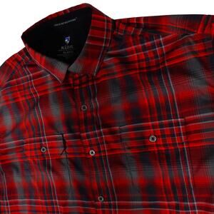 Kuhl Performance Plaid Outdoor Fishing Hiking Short Sleeve Button Up Shirt XL